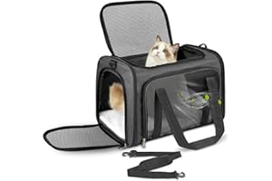 Lohofrnny Trasportino per Gatti, 43x28x28cm Trasporto per Gatti e Animali fino a 5 kg, Trasportino per Animali Portatile Pieghevole, Trasportino per Viaggi Lunghi e Brevi (Grigio scuro)