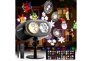 NACATIN Christmas Halloween Projector Lights Outdoor, 2-in-1 No-Card Design with Remote, 12 HD Patterns & 7 Ocean Wave Effects, IP65 Waterproof Holiday Projector for Yard, Garden, House Decor