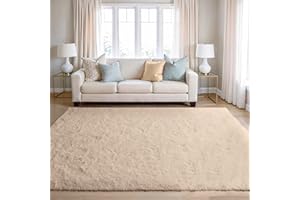 BEIMO tappeto per soggiorno extra large 200 x 280 cm, per camera da letto, tappeti soffici in finta pelliccia a pelo alto morbido, non perde pelo, moderni antiscivolo beige