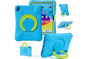 NLR FUN Estuche para Niños para iPad, Funda a Prueba de Golpes para iPad A16 de 11” (2025) / 10,9” de 10.ª Gen (2022), Funda Protectora Ligera de Cuerpo Completo con Asa/Soporte Plegable (Azul+Verde)