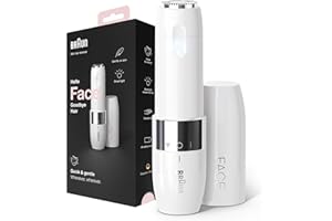 ‎BRAUN Braun Face Mini-Haarentferner, elektrischer Gesichtshaarentferner für Damen, kleiner Rasierer für schnelle und sanfte Rasur, Oberlippe, Kinn und Wangen, für unterwegs, mit Smartlight, FS1000, weiß