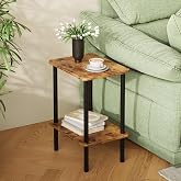 APICIZON Side Table Wooden 2 Tier Bedside Table Narrow 40 x 30 x 52 cm