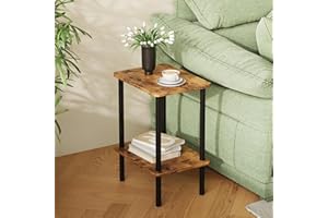 APICIZON 2-Poziomowy Stolik Pomocniczy, Wąski Stolik Boczny do Salonu, 40 x 30 x 52 cm, Mały stolik nocny z Miejscem do Przechowywania, Brązowy