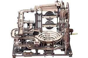 ROKR Marble Run trä modellkit för vuxna barn handvevad mekanisk utrustning 3D träpussel byggsatser med 10 stålbollar