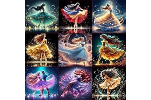 KEYRANKE 9 Pack Disney Diamond Art Kits Adults Kids, Princess Diamond Painting Kits Cross Full Drill Shiny Diamond Embroidery Pictures Crystal Art Kits for Christ-mas Gift 11.6X11.6 inch