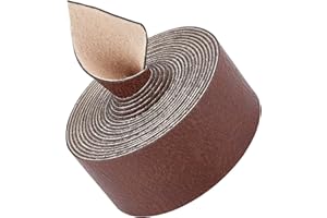 GORGECRAFT Tiras de Cuero de Búfalo de Grano Sintético Marrón de 25 mm de Ancho 2 m Correa de Cinturón de Cuero de PU Cordón de Cuero Plano de Un Solo Lado Rollo de Cuero Sintético Mate para Cordones