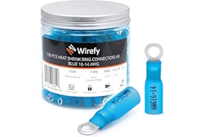 Wirefy 130 Piezas de Terminales Redondos M4 - Kit de Conectores Termorretráctiles para Automoción - 1,5-2,5 mm²