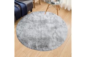 lekeplus Rugs Round Soft Shaggy Non-shedding Non-slip Modern Indoor Outdoor Fluffy Rugs, For Living Room, Bedroom, Children's Room Round Carpet (Grey, 150x150cm)