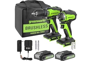 Greenworks GD24DD35K2 Akumulatorowa Wiertarko-Wkrętarka i Zakrętarka Udarowa GD24ID200 PLUS 2 x 24V 2 Ah Baterie i Ładowarka