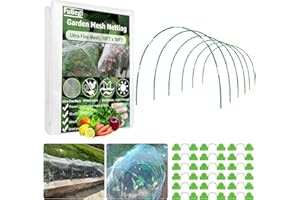 FUBEGI Garden Hoops with 3*15M Ultra Fine Mesh Garden Netting Pest Barrier, 36pcs 2.4M Greenhouse Tunnel Hoops for Raised Bed Row Cover, Bug Insect Bird Netting for Vegetable Fruit Flower Garden Protection