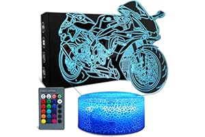 Anktily Dirt Bike Gifts, Motorbike Night Light for Kids,Motorcycle 3D Illusion Lamp, 16 Colours Changing Bedside Night Lamp for Children and Adult, Birthdays or Holidays Gift