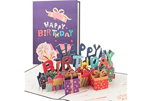 Leenou Biglietto Auguri Compleanno, Fatto a Mano Biglietto 3D Pop up, happy birthday card regalo di compleanno Biglietti di auguri per i tuoi parenti, amici e amantibusta inclusa (happy birthday)