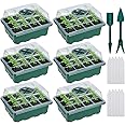 Inkbird LERWAY Seed Starter Tray 6-Pack Seedling Starter Kits Plant Starter Kit with Humidity Domes and Base Indoor Greenhouse Mini Propagator Station for Seeds Growing Starting 12 Cells per Tray