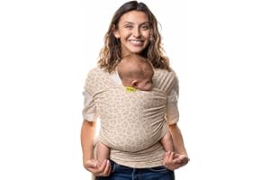 Boba Baby wrap bärare – original bärsele för nyfödda (3,2–15,8 kg), mjuk, säker, handsfree och ergonomisk, perfekt för bekväm bindning, nya föräldrar (solig leopard)