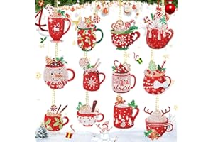 AOMANTIC SARL 12 Pezzi 5D Diamond Painting Portachiavi Natale, 5D Natale Pittura diamante, Diamond Painting Natale, Diamante Portachiavi Kit di Nat-ale, Portac-hiavi Nat-ale Bambini Pittura, per deco na-talizie