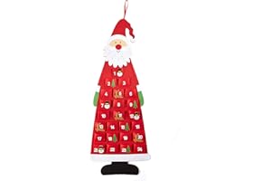 HEITMANN DECO 93341 Filz-Adventskalender Santa - Adventskalender zum Befüllen und Aufhängen - Weihnachtsmann rot weiß