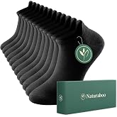 Naturaboo Bambu Spor Patik &Ccedil;orap &ndash; Dikişsiz, Terletmez, Nefes Alabilir, Arka Bilek Tahriş &Ouml;nleyici Destek, Kutulu &ndash; 6 &Ccedil;ift Pa