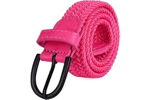 Mile High Life Junior geflochtene elastische Stretchgürtel | Dornschnalle | PU Loop-Endspitze | Jungen Mädchen | 2,5 cm breit | 5 Größen 5 Farben