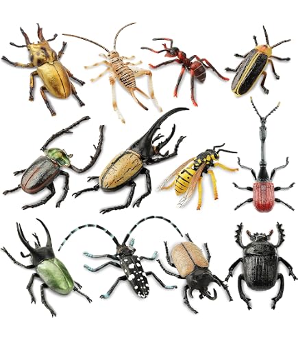 Lot de 12 figurines d'insectes réalistes en plastique, modèle animal Lot de 12 figurines d'insectes réalistes en plastique, modèle animal