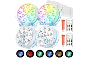 CARASTEK Zatapialne światło LED, 4 sztuki, wodoszczelne, IP68, 16 kolorów, lampa basenowa z pilotem, wodoszczelne oświetlenie do ogrodu, basenu, wazonu, akwarium