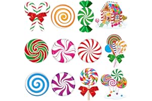 Clabby 60 Pcs Christmas Candy Bulletin Board Decorations Set Candyland Paper Cutouts Peppermint Lollipop Classroom Decorations Bulletin Border for Xmas Party Ornaments School Teacher Chalkboard