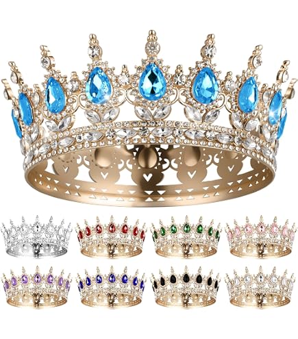 Tiara Regina Con Strass Rossa - Corona Per Principessa - Accessorio Festa Compleanno, Halloween, Matrimonio