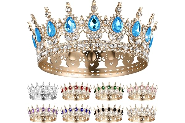 AOOSA Drottningskrona, rund tiara, full rund kristallflicka tiaror glänsande strass, vackra brudtiaror för bröllop, fotografering, kostymfester, födelsedagsfester