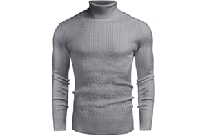 COOFANDY Męski sweter z golfem z długim rękawem, krój slim fit, sweter z dzianiny, czas wolny, jednokolorowy, sweter dla mężczyzn