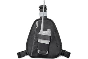 HYSHIKRA Harnais de Poitrine pour Talkie-walkie avec Sangle Compatible avec Radio bidirectionnelle Baofeng Motorola Kenwood Midland Presiden Randy (Noir, L)