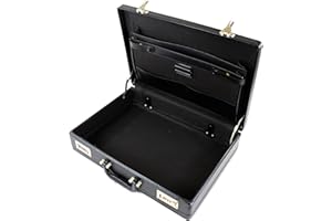 Bushga Maletín ejecutivo profesional de cuero para hombre con cerraduras de combinación, Black, 45x32x10 cm