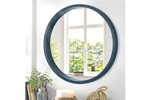 JJUUYOU Circular Wall Mirror Round Mirror for Bathroom, Mirror Decor Circle for Wall Wood Frame Make up Mirror for Farmhouse Living Room, Bedroom, Dorm Decorative