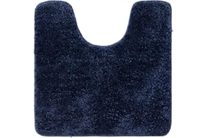 MIULEE Tapis de Toilette Antidérapant Tapis Absorbant Tapis Moelleux Microfibre Forme de U Bleu Foncé 45x45CM