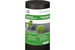 GardenMate 1mx75m Trädgårdsfilt 150g / m² - Premium ogräsfilt - Extremt starkt och rivtåligt ogrässkydd i fleecematerial - Hö
