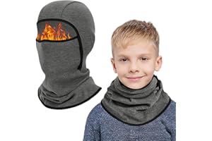 AYPOW Passamontagna in Pile Termico Bambini 6-14 Anni, Invernale Multifunzione Antivento Caldo Maschera da Sci da Ciclismo, Berretti Cappello con Scaldacollo per Ragazzi Ragazze Sport all'Aria Aperta
