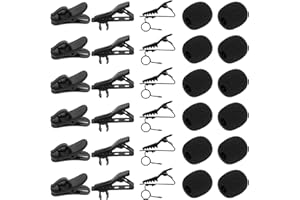 PSYQTSUARY Zestaw 30 klipsów do mikrofonu, klipy, kołnierz, 12 przedniej szyby, piankowa osłona i metalowy pierścień, klapa / lavalier, mikrofon, krawat, klapy, mikrofony, rewersy, mikrofony, zamiennik