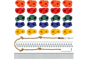 ZENFUN 25 Packs Rock Climbing Holds for Kids and Adults, Indoor & Outdoor Rock Wall Climbing Kit, Multi-Colored Climbing Rock Wall Grips with Mounting Hardware, Knotted Rope and 25 Handles