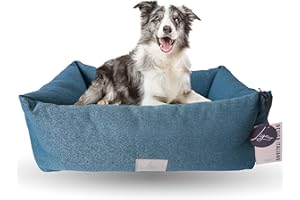 Ligo Buddy Elegance- Lettino Cuccia per cani realizzata in Italia. Cuscino materasso per Cane cuccetta completamente sfoderabile e lavabile in lavatrice. (M/L: 85 X 70 cm, PETROLIO)