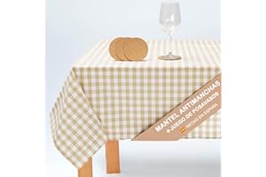 JARAPA HOME MADE WITH LOVE Jarapa Home Mantel Antimanchas Hule Mesa Rectangular Repele Líquidos y Manchas. Tela Resinada Suave de Algodón - Mantel Rectangular