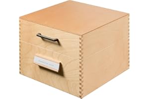 HAN 505, drewniane pudełko na dokumenty A5 poziome, na 900 kart, metalowa podstawa/płyta nośna, naturalne drewno