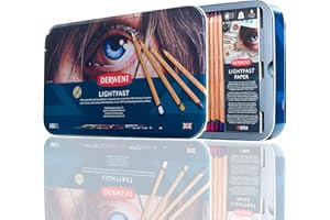 Derwent Lightfast Pencils Set Of 100 In Tin, 4mm Round Premium Core Strength, Creamy Texture, Ideal For Fine Art Drawing & Colouring, Professional Quality, 2306017, Black
