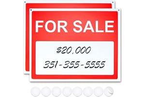 ASSURED SIGNS Car For Sale Sign - 2 Pack - 14.25" X 11.25" - 0.2" Thick - Ideal For Sale Signs for Vehicles, Yard, Home, Business, Car, Van, Truck or Boat - Includes 8 Double Sided Adhesives