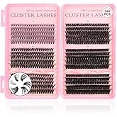 Parriparri Eyelash Extensions, 590 Pieces, D-Curl, Individual Clusters, 20D+40D+50D+60D+80D+100D in 8-16 mm, for Natural & Dr