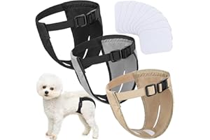 XUNIEA 3 Pack Dog Pants Dog Nappies with 9 Sanitary Pad Adjustable Protective Trousers for Female Dogs in Heat Monthly Bleeding Physiological Washable Puppy Season Pants (Medium)