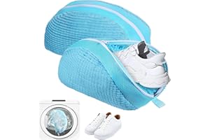 SDHIIOLP Schuhwaschbeutel Waschmaschine 2 Stück Reißverschluss Wäschesack für Schuhe Anti-Verformung Leicht und Tragbar Wiederverwendbares Wäschenetz Laundry Shoe Bag für Sneaker (Blau 39cm x 25cm x 9cm)