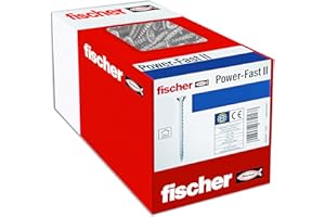 fischer - Vis à bois PowerFast II 3,0x35 Tête fraisée, empreinte PZ, zingué blanc, filetage total/Boite de 1000