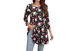 Enmain Femme Tunique à 3/4 Manches Longues Chemise Imprimée à Motifs Floraux Paisley pour Les Femmes Casual élégant Chic T-Shirt Blouses