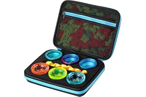 SHUNGRU Portable Yoyo Carrying Case, Yoyo Prefessional Case 7 Hole Yoyo Storage Bag with Inner Zippered Pocket for Keeping Yoyos and Yoyo Accessories Safe and Organized (Black&Blue)