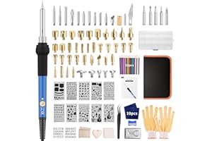 AOZOY Brandmalerei Lötkolben Set 113PCS Lötset - Brandmalkolben Set 60W Einstellbare Temperatur 200-450°C Brennkolben für Holz Leder Gravieren DLY Kunst Schweißen Skulptur Holzbrandmalerei