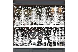 XIMISHOP 8 Blätte Weihnachten Fensteraufkleber, Winter Xmas Weiß Fensterbilder Weihnachtsbaum Fenstersticker Selbstklebend Weihnachtsfensterbilder Fensterdeko für Xmas Winter Hause Weihnachtsdeko