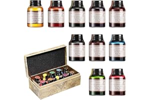 GC QUILL GC 10 flacons d'encre de calligraphie couleur de 20 ml - Recharge d'encre sans carbone pour stylo plume - Pour écriture, dessin, journal GC-710